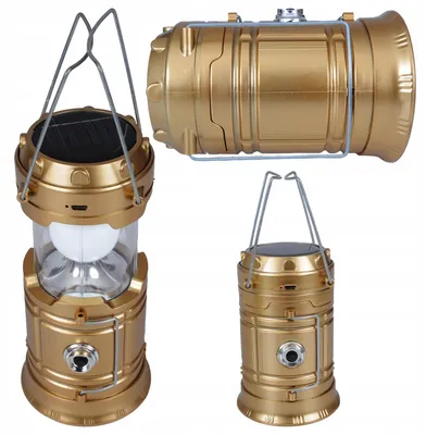 Produktbild von Solare Campinglampe LED USB Powerbank Taschenlampe Stark Gold PrzydaSie