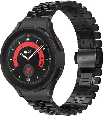 Produktbild von Strap-it Stahlarmband Jubilee - Kompatibel mit Samsung Galaxy Watch 5 Pro Armband Ersatzarmband Edelstahl - Faltschließe - Hochwertiges Material - für Samsung Galaxy Armband Schwarz