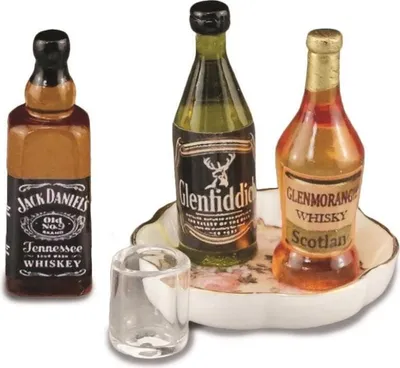 Immagine prodotto di Set da degustazione di whisky in formato mini, con vassoio, bicchiere e 3 bottiglie