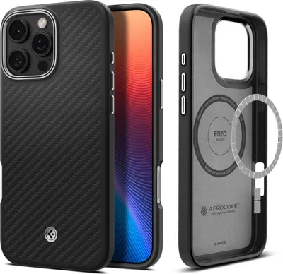 Zdjęcie produktu dla Spigen Enzo Aramid, Pokrowiec, Apple, iPhone 16 Pro Max, 17,5 cm (6.9"), Czarny