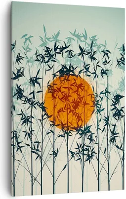 Produktbild von Bild auf Leinwand - Leinwandbild - Einteilig - Westen Sonne Gras - 80x120cm - Wand Bild - Wanddeko - Wandbilder - Leinwanddruck - Wanddekoration - Leinwand bilder - Wandbild - PA80x120-5104