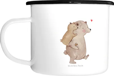 Produktbild von Mr. & Mrs. Panda Teetasse Papa Bär - Weiß - Geschenk, Vatertag, Geburtstag, Vater, Teebecher, Campingbecher, Pott, Muttertag, Emaille Tasse, Metallbecher