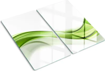 Produktbild von Tulup Glas-Herdabdeckplatte - 2x30x52cm - Glaskeramikkochfeld-Abdeckung Spritzschutz Zweiteilig Grüne Welle