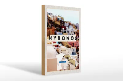 Produktbild von Holzschild Reise 20x30cm Griechenland Mykonos Greece Urlaub