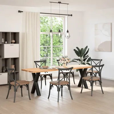Immagine prodotto di Gambe per tavolo da pranzo a forma di X 2 pz nere 60x(72-73) cm in acciaio