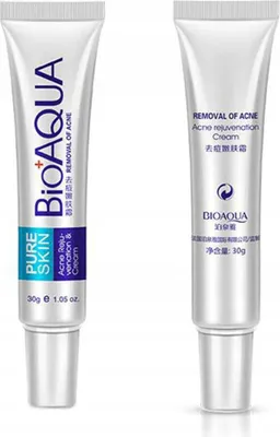 Image de Bioaqua Pure Skin x2 crème contre l'acné, les cicatrices, les points noirs, nettoyant les pores, aloe vera, hydratant, doux pour la peau, 30g