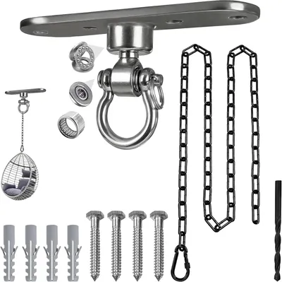 Produktbild von Deckenhaken 270 kg, Edelstahl, 1 m Verlängerungskette, 360 Grad drehbar, für Hängematten