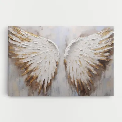 Produktbild von ARTHUB® Leinwandbild 80x120 cm, White Angel Wings | Wohnzimmerdekoration, Hängende Bilder, Wanddekoration, Heimdekoration, Moderne, Maltextur
