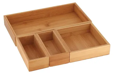 Immagine prodotto di TENDANCE | Organizzatore per cassetti - 30 x 16 cm - 4 pezzi - Bambù -  - Naturale