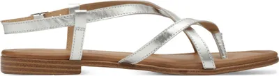 Produktbild von s.Oliver Damen Sandale Riemchen Leder Zehensteg flach 5-28103-44, Größe:38 EU, Farbe:Silber