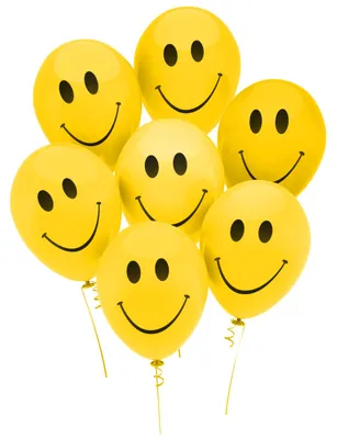 Immagine prodotto di Set di palloncini - 12 pezzi - Giallo con disegno smiley nero - Decorazioni per feste di compleanno, feste o feste di compleanno per bambini [50101]