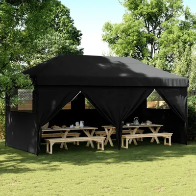 Image de Tente de réception pliable Pop-Up avec 4 parties latérales Noir