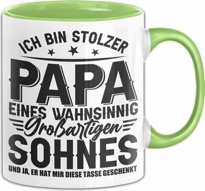 Produktbild von Papa Tasse Geschenk Ich Bin Stolzer Papa Eines Großartigen Sohnes Geschenkidee Von Sohn An Papa (Grün)