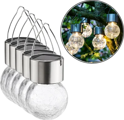 Produktbild von HI Solar-LED-Lichter zum Aufhängen 5 Stk. Risse-Glas-Design