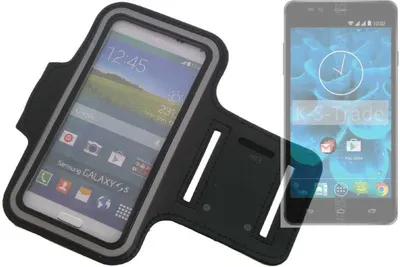 Produktbild von Kompatibel mit Qilive Q4 5.5 Neopren Jogging Armband Sportarmband Oberarmband schwarz kompatibel mit Qilive Q4 5.5 mit Reflektor Streifen. Fitness