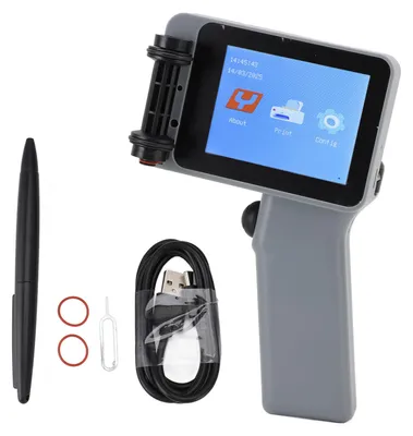 Produktbild von Handheld-Tintenstrahldrucker, silberne Farbe, 12,7 mm HD-LED, 4,3-Zoll-Touchscreen, multifunktionale kompakte Codiermaschine für Plastikflaschen
