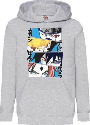 Produktbild von Kinder Kapuzenpullover Naruto Team 7 05, 9-11 Jahr - 140 / Grau