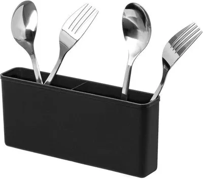 Produktbild von Schwarzes Besteckregal mit Haken und Ablage