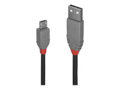 Obrázok produktu pre Lindy 36731 USB kábel USB 2.0 0,5 m USB A Micro-USB B Schwarz, Grau