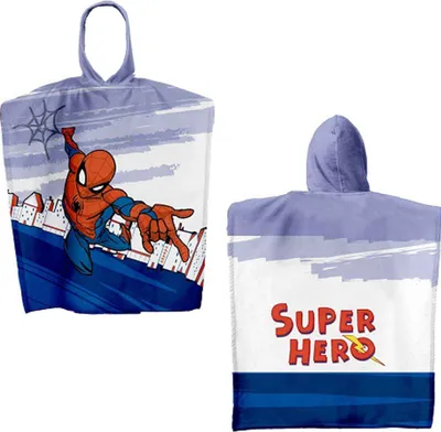 Produktbild von Spider Man Kinder Kapuzen Bade-Poncho Super Hero 55x110 cm Bademantel Poncho