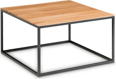 Produktbild von Couchtisch Marko 2 65x65 aus massiver Asteiche mit Metallfußgestell in Schwarz