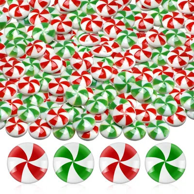 Weihnachtsbonbons aus Kunstharz, 60 Stück, rot-grün, 1,4 cm