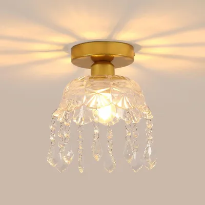 Glas-Kronleuchter Deckenlampe gold E27 20x20x22 cm