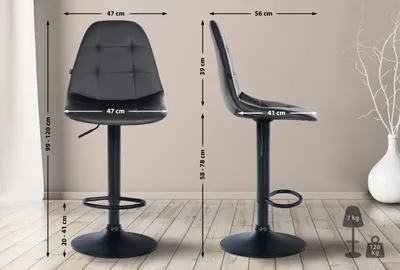 Obrázek produktu pro Barová židle Elmore Imitace kůže B černá