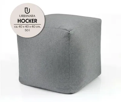 Produktbild von URBANARA Sitzsack-Hocker 85l grau Basic-Comfort mit Wäschesack