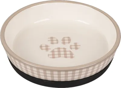 Immagine prodotto di Ciotola Flamingo per gatti Mylo in Vetroceramica antiscivolo beige/bianca