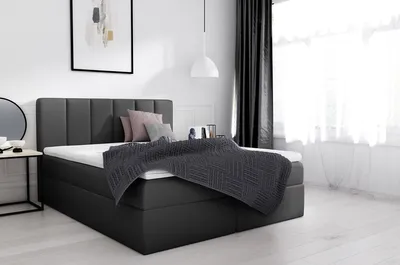 Obrázok produktu pre Extravagantná čalúnená posteľ Sven s úložným priestorom čierna  140 x 200 + topper