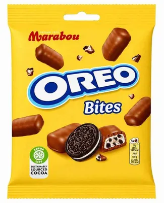 Immagine prodotto di Marabou Oreo Bites, cioccolato al latte con ripieno di crema al latte sacchetto da 140 g