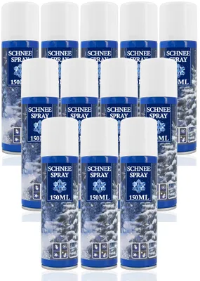 Produktbild von 12x Kunstschnee - Spraydose mit Dekoschnee - Schneespray Weihnachten - Sprühschnee Snowspray Fensterspray Schnee Spray Deko Schnee 150ml