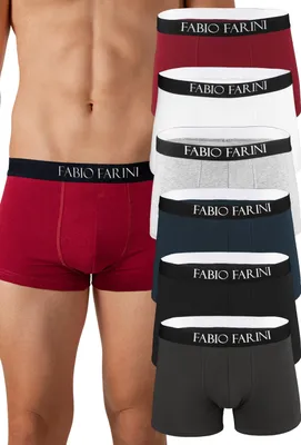 Produktbild von Fabio Farini - 6 Stück Herren Boxer Unterhosen Baumwolle - Männer Retroshorts angenehme Passform und Pflegehinweis aufgedruckt