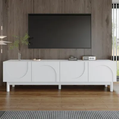 Produktbild von TV-Schrank mit gewölbten, TV-Boards Türen, Regalen und TV-Ständer mit stabilisierenden