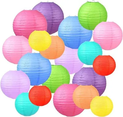 Zdjęcie produktu dla Zestaw 20 kolorowych lampionów papierowych