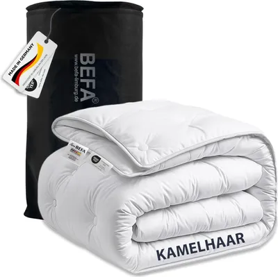 Produktbild von BEFA NATUR Kamelhaar Ganzjahreszeitendecke 135x200 cm – medium & temperaturausgleichend, 100% Kamelhaarfüllung, Bezug aus Baumwolle, Klasse