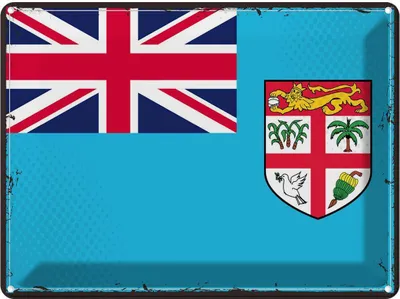 Produktbild von vianmo Blechschild 30x40 cm Fidschis Retro Fiji Flagge Fahne Wappen