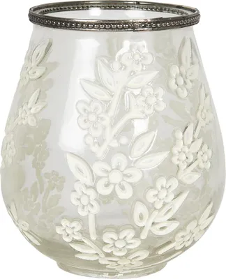Image de Clayre & Eef Bougeoir Ø 12x13 cm Verre Fleurs