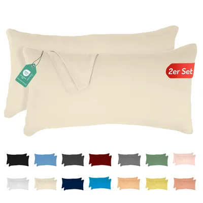 Produktbild von Jersey Kissenbezug 2er Set 40x60 cm 100% Baumwolle Creme
