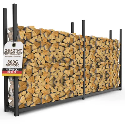 Zdjęcie produktu dla Stojak na drewno opałowe na zewnątrz metalowy 223 x 25 x 115 cm ocynkowany do 800 kg drewna opałowego stal ocynkowana antracytowy na zewnątrz