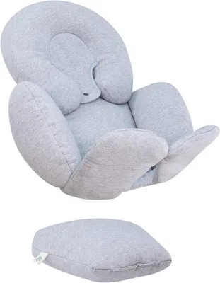 Produktbild von Ibenzoa® Baby-Sitzverkleinerer aus 100% Baumwolle mit Kopf- & Rückenstütze – Grau, ab Geburt bis ca. 18 Monate, für Boden, Tisch & Reise
