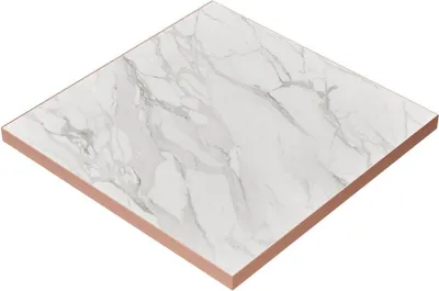 Produktbild von Gastro Tischplatte | Marmor Weiß  | 80x80 cm | Rosé Gold