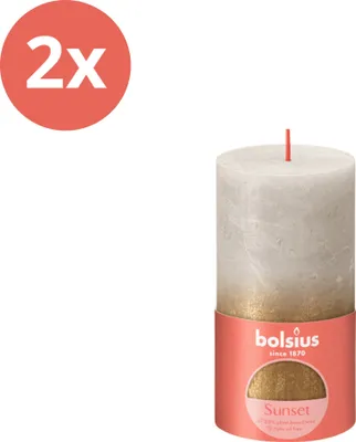 Obrázok produktu pre Bolsius - Rustikálna sviečka - Fading Metallic - 130/68 - 1 kus v balení - Sand Grey + Gold - Value Pack - 2 kusy