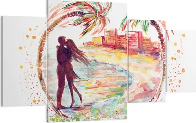 Produktbild von Bild auf Leinwand - Leinwandbild - Liebe Palmen Ansicht Sommer - 160x90cm - Wand Bild - Wanddeko - Leinwanddruck - Bilder - Kunstdruck - Wanddekoration - Leinwand bilder - Wandkunst - DL160x90-2989