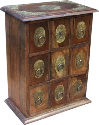 Produktbild von Schubfachschränkchen, Apothekerschränkchen, Schmuck Schränkchen - Modell 6, Braun, Holz, 34*28*16 cm, Dosen, Boxen & Schatullen