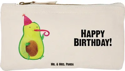 Produktbild von Mr. & Mrs. Panda kosmetiktäschchen Avocado Geburtstag Größe S Klein - Weiß - Geschenk, Alles Gute, Stoffbeutel, Mäppchen, Party, Kulturbeutel, Happy Birthday, Etui
