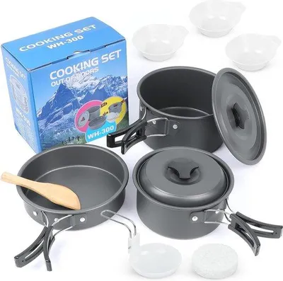 Obrázek produktu pro Kompaktní nerezové nádobí – hrnec a konvice na čaj pro outdoorové použití