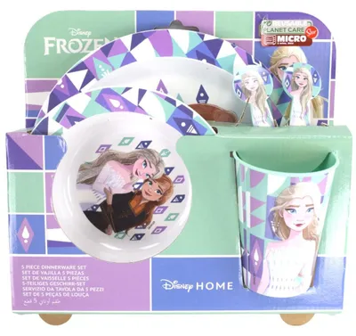 Image de Set de vaisselle pour enfants avec motif (5pcs) bol, assiette, couverts & gobelet