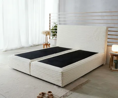 Produktbild von DELIFE Boxspringgestell Dream-Well Plüsch-Cord Beige 180x200 cm